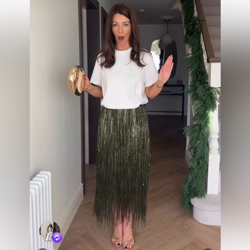 Zara LIMITED EDITION FRINGED SEQUIN ZW COLLECTION SKIRT - Picture 10 of 14